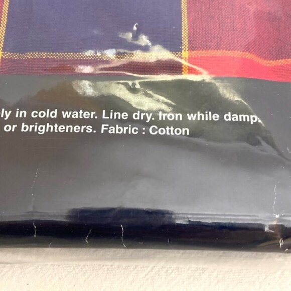 DANSK Plaid Tablecloth Cotton 62” x 86” Red Green Blue Yellow - Picture 4 of 5